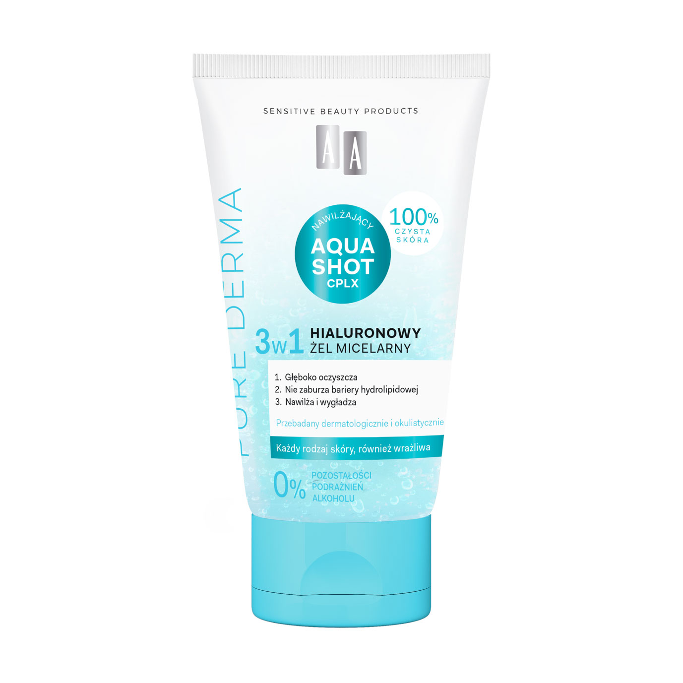 Гіалуроновий міцелярний гель для обличчя 3 в 1 AA Pure Derma, 150 мл